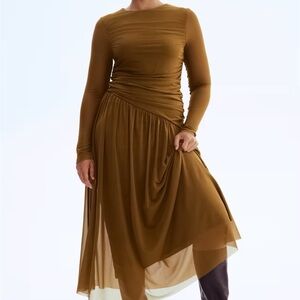 H&M Elegant Brown Long Sleeve Dress